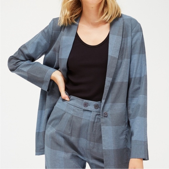 LACAUSA Rooney Blazer jacket hemp plaid artsy lagenlook powder blue indie clean - Picture 12 of 15
